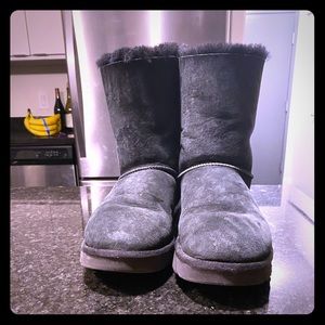 Black UGG boots with bows on back